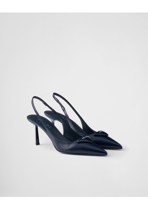 Saffiano patent leather slingback pumps