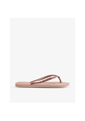 Womens Havaianas Slim Glitter II Embellished Rubber Flip Flops