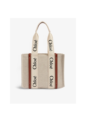 Womens Chloe Woody Medium Cotton-Canvas Tote Bag