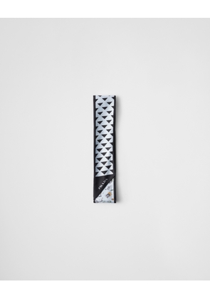 Printed silk twill skinny scarf