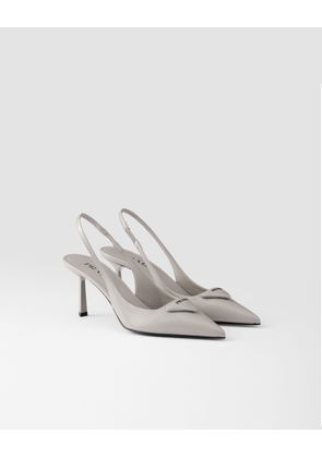 Brushed leather slingback pumps