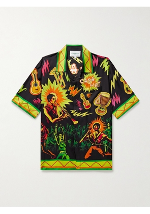 Casablanca - Music For The People Convertible-Collar Printed Silk-Twill Shirt - Men - Black - XS
