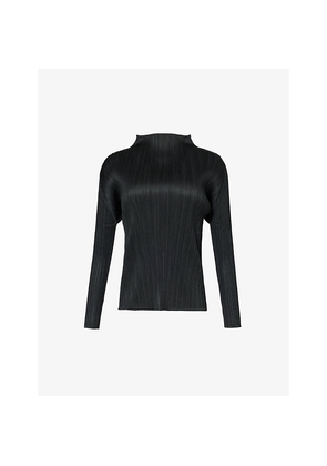 Womens Pleats Please Issey Miyake Pleated High-Neck Knitted Top