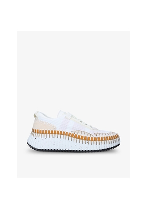Womens Chloe Nama Embroidered Suede and Recycled Mesh Trainers