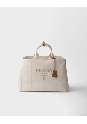 Prada Jardinière extra-large linen blend tote bag