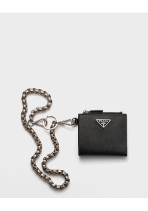 Small Saffiano wallet with chain
