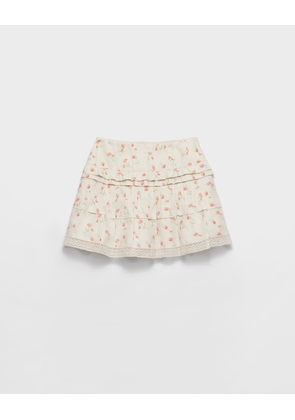 Floral print linen miniskirt