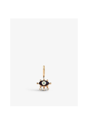 Womens La Maison Couture Selda Jewellery Evil Eye 14ct Rose-Gold, 0.08ct Diamond and Enamel Single Hoop Earring