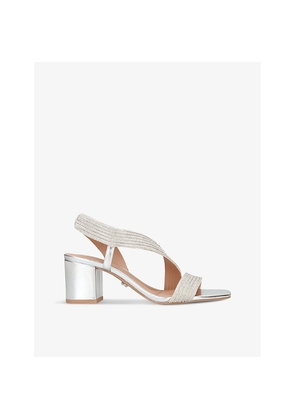 Womens Carvela Gala Crystal-Embellished Metallic-Leather Heeled Sandals