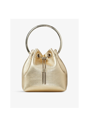 Womens Jimmy Choo Bon Bon Metallic-Leather Top-Handle Bag