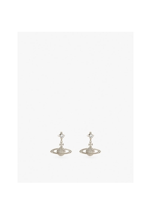 Womens Vivienne Westwood Jewellery Mini Bas Relief Silver-Toned Brass and Crystal Drop Earrings