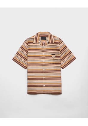 Striped cotton and silk bowling shirt