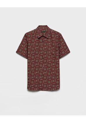 Short-sleeved printed silk shirt