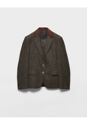 Single-breasted Shetland wool chevron jacket