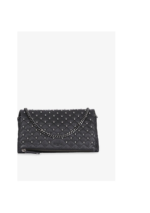 Womens The Kooples Skull-Embellished Quilted Leather Clutch Bag
