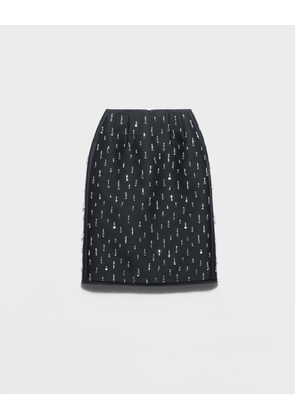 Embroidered scuba midi-skirt