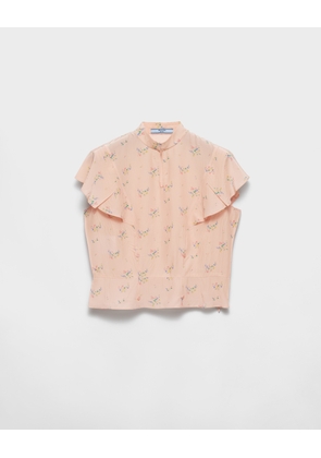 Floral print pongé top