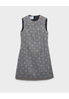 Embroidered pinstripe mini-dress