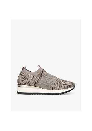 Womens Carvela Janeiro 2 Crystal-Embellished Textile Low-Top Trainers