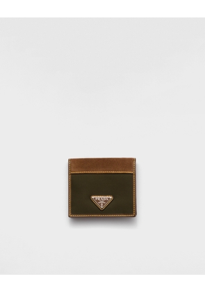 Re-Nylon and leather wallet