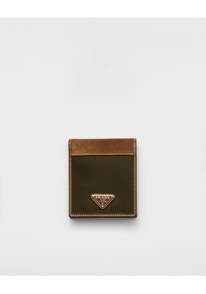 Re-Nylon and leather wallet