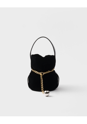 Prada Petit Sac Noir mini velvet and nappa leather bucket bag