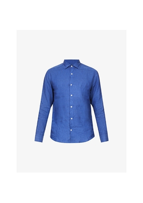 Mens Frescobol Carioca Antonio Regular-Fit Cutaway-Collar Linen Shirt