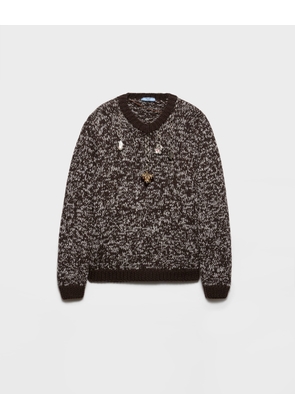 Wool crew-neck sweater with pendants
