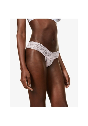Womens Hanky Panky Signature Lace Low-Rise Stretch-Jersey Thong