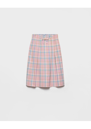 Checked cotton midi skirt