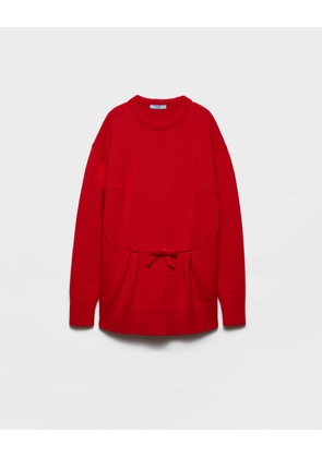 Wool cardigan with bow