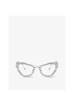 Womens Swarovski Sk7011 Cat-Eye Gem-Embellished Metal Optical Glasses