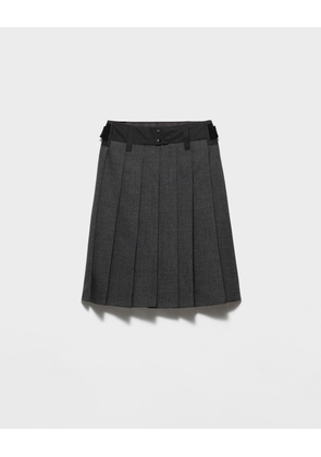Pleated hopsack and technical fabric skirt