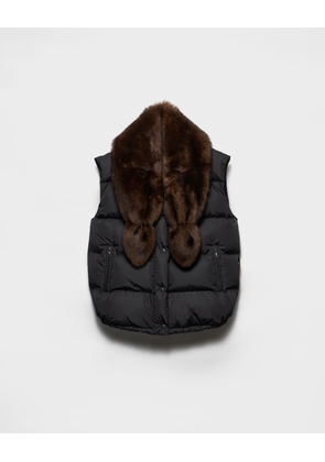 Re-Nylon and shearling down vest