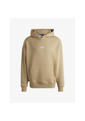 Mens Hugo Branded-Print Relaxed-Fit Cotton-Terry Hoody