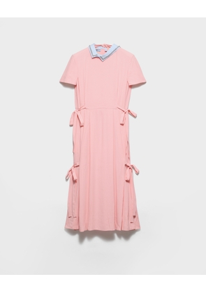 Embroidered marocain crepe dress