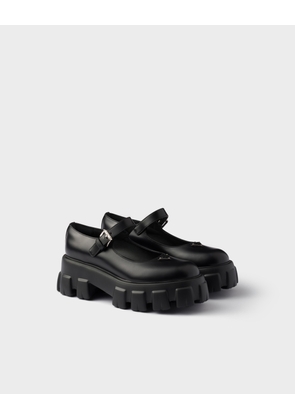 Brushed leather Monolith Mary Janes