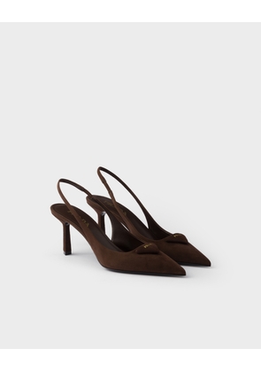Suede slingback pumps