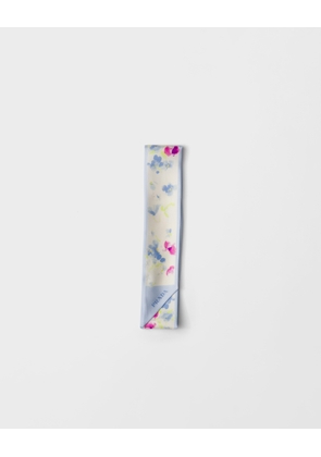 Printed silk twill skinny scarf