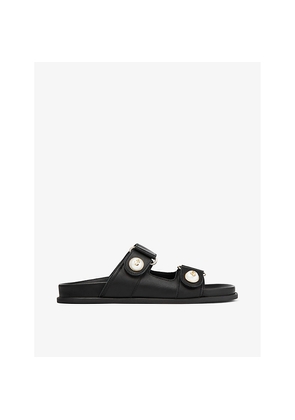 Womens Jimmy Choo Fayence Pearl-Embellished Leather Sandals