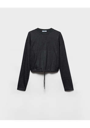 Long-sleeved wool and cashmere T-shirt
