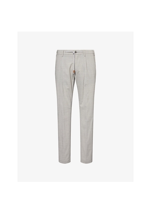 Mens Eleventy Drawstring Pressed-Crease Stretch-Wool Jogging Bottoms