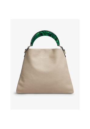 Womens Marni Sac Logo-Debossed Top-Handle Leather Bag