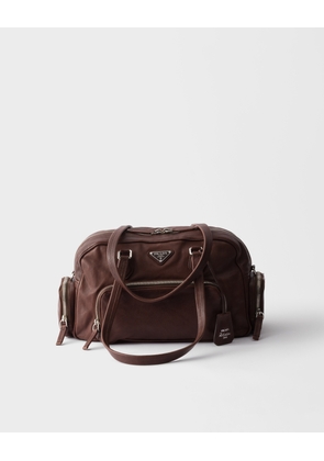 Large washed leather top-handle bag