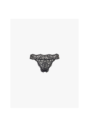 Womens Savage X Fenty Savage Not Sorry Brand-Charm Lace Thong