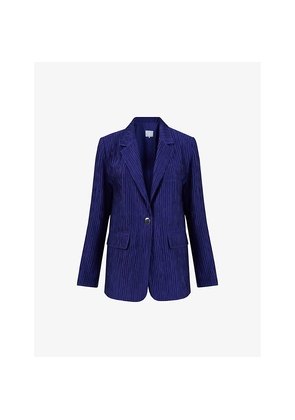 Womens Leem Single-Breasted Slim-Fit Plisse Blazer