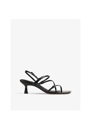 Womens Sandro Strappy Square-Toe Leather Heeled Sandals