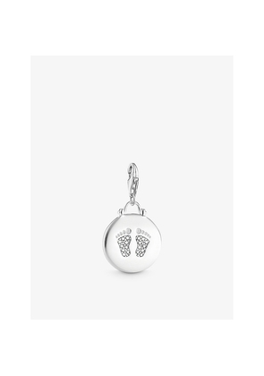 Womens Thomas Sabo Baby Footprint Disc Sterling-Silver and Cubic Zirconia Pendant Charm