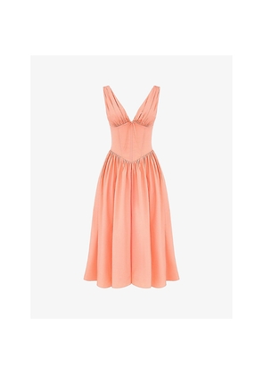 Womens House of CB Emmelina Plunge-Neck Corset Stretch Cotton-Blend Midi Dress