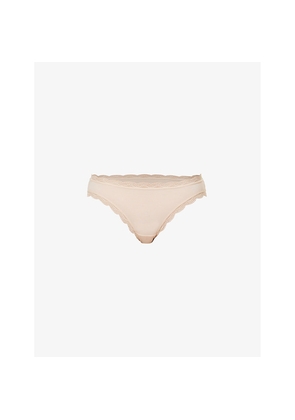 Womens Stripe & Stare Mid-Rise Pack Of Four Stretch-Modal Briefs